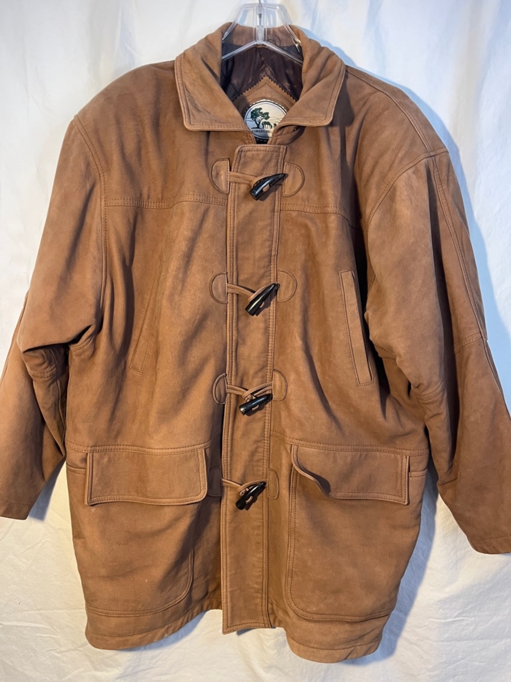 Green Fields Men's Nubuck Lambskin Toggle Coat L